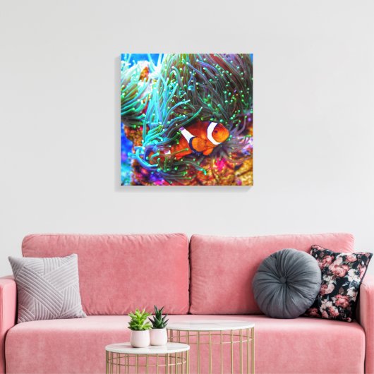 Mooie koraalrif met gekloonde vis canvas afdruk (Insitu (Woonkamer))