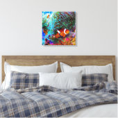 Mooie koraalrif met gekloonde vis canvas afdruk (Insitu (Slaapkamer))