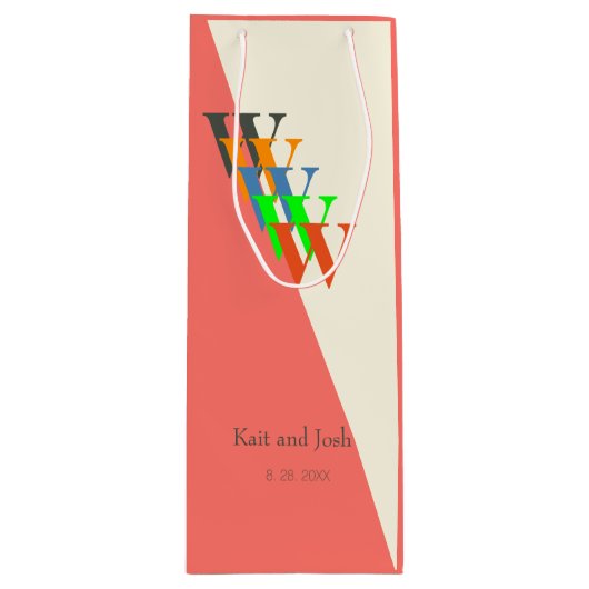 Mooie Koralen Script Elegant Wijn Cadeau Wijn Cadeautas (Voorkant)