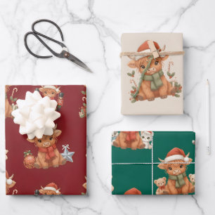 Mooie Kortharige Koe Kerst Inpakpapier Bundel Vel