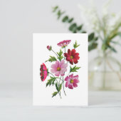 Mooie Kosmos Bloemen in Crewel Borduurwerk Briefkaart (Staand voorkant)