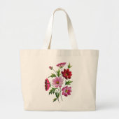 Mooie Kosmos Bloemen in Crewel Borduurwerk Grote Tote Bag (Voorkant)