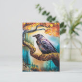 Mooie kraai op een boomtak briefkaart (Staand voorkant)