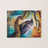 Mooie kraai op een boomtak legpuzzel (Horizontaal)