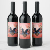 Mooie kraai wijn etiket (Flessen)