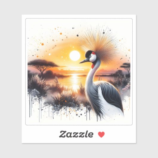 Mooie kraan bij de zonsondergang in het Afrikaanse Sticker (Vel)