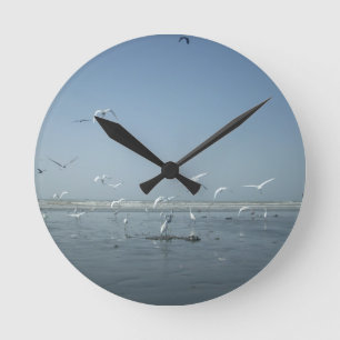 Mooie Kraanvogels Vliegen Over Water Natuurlijke B Ronde Klok