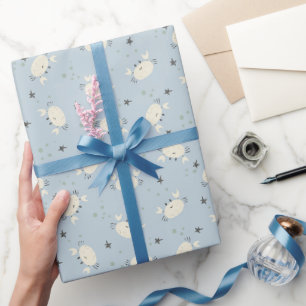 Mooie Krab Patroon Zeeleven Kust op Lichtblauw Cadeaupapier