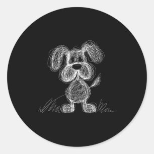 Mooie krabbel puppy hond krabbel cartoon stijl ronde sticker