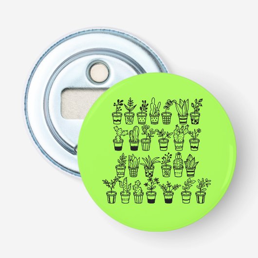 Mooie krabbelplanten in potten button flesopener (Voorkant)