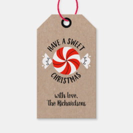 Mooie Kraft Kerst Peppermunt Snoep Cadeaublaadjes Cadeaulabel