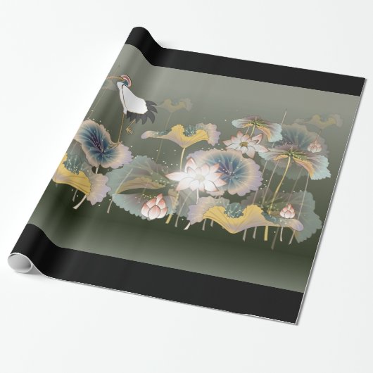 Mooie kranen Lily Pads Wrapping Paper Cadeaupapier (Uitgerold)