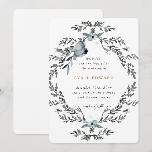 Mooie Krans Calligrafie bruiloft Kaart (Voorkant / Achterkant)