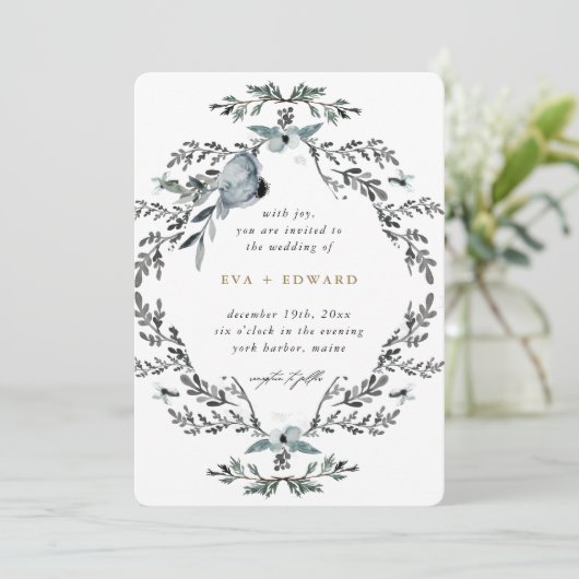 Mooie Krans Calligrafie bruiloft Kaart (Staand voorkant)