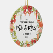 Mooie krans Eerste kerst als meneer en mevrouw fot Keramisch Ornament (Rechts)