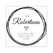 Mooie krans en scriptadres rubberstempel (Afrduk)