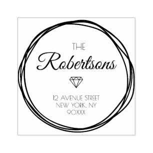 Mooie krans en scriptadres rubberstempel