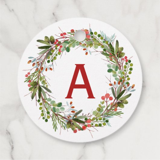 Mooie krans Winter Kerstmis Bedankjes Labels (Achterkant)