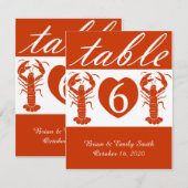 Mooie kreeftrode aangepaste tafelnummerkaart kaart (Voorkant / Achterkant)