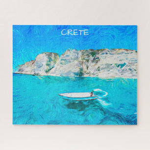 Mooie Kreta Griekenland Oceaan Aquarelschilderij Legpuzzel