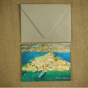 Mooie Kreta Griekse Landschap Olieverf Briefkaart