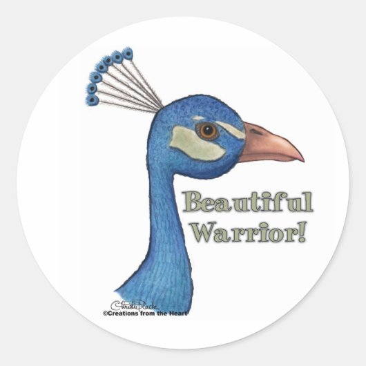 Mooie krijger ronde sticker (Voorkant)