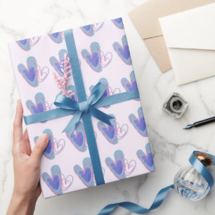 Mooie Krijt Hart Blauw Kleur Thema Cadeaupapier