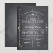 Mooie Krijtbord Baby Meisje Geboorteaankondiging Aankondiging (Voorkant / Achterkant)