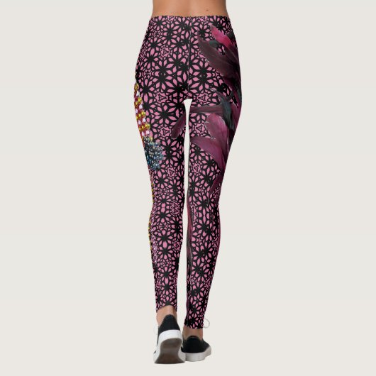 Mooie krinters en feathers Mardi Gras Masker Leggings (Achterkant)