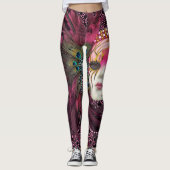 Mooie krinters en feathers Mardi Gras Masker Leggings (Voorkant)