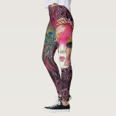 Mooie krinters en feathers Mardi Gras Masker Leggings (Links)