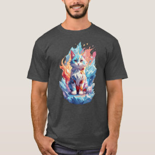 Mooie Kristallen Fantasie Kat Ontwerp T-shirt