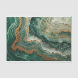 Mooie kristallen geode in groene malachiettinten tissuepapier