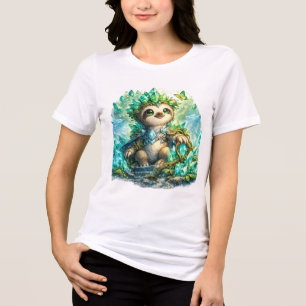 Mooie Kristallen Luiaard Dames T-Shirt Kawaii Fa