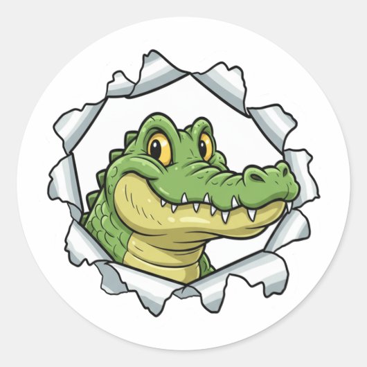Mooie Krokodil Gescheurd Papier Sticker (Voorkant)