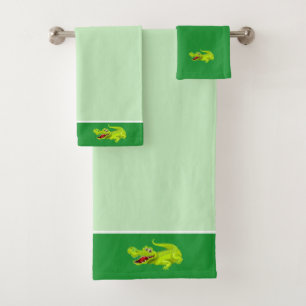 Mooie Krokodil op Groen Bad Handdoek