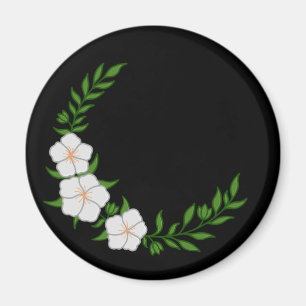 Mooie kroon halve maan van witte bloemen magneet
