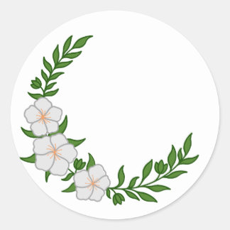 Mooie kroon halve maan van witte bloemen ronde sticker