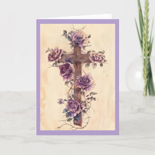 Mooie kruis met rozen kerstkaart feestdagen kaart