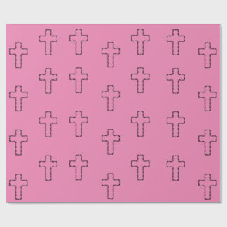 Mooie kruis omlijning patroon op roze cadeaupapier