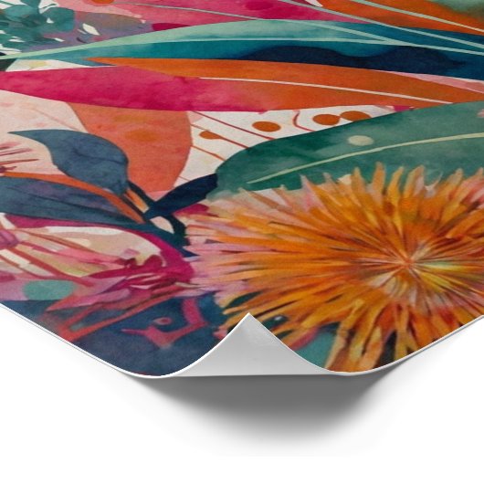 Mooie krylisch levendige bloemenkunst poster (Hoek)