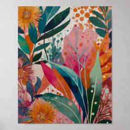 Mooie krylisch levendige bloemenkunst poster