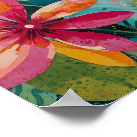 Mooie krylisch levendige bloemenkunst poster (Hoek)