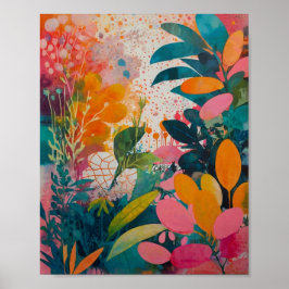 Mooie krylisch levendige bloemenkunst poster