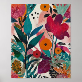 Mooie krylisch levendige bloemenkunst poster