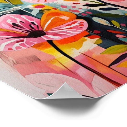 Mooie krylisch levendige bloemenkunst poster (Hoek)