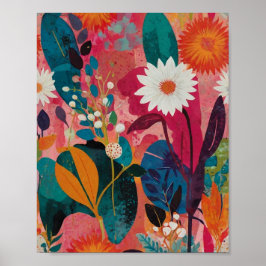 Mooie krylisch levendige bloemenkunst poster