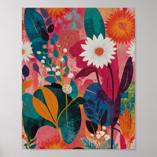 Mooie krylisch levendige bloemenkunst poster (Voorkant)