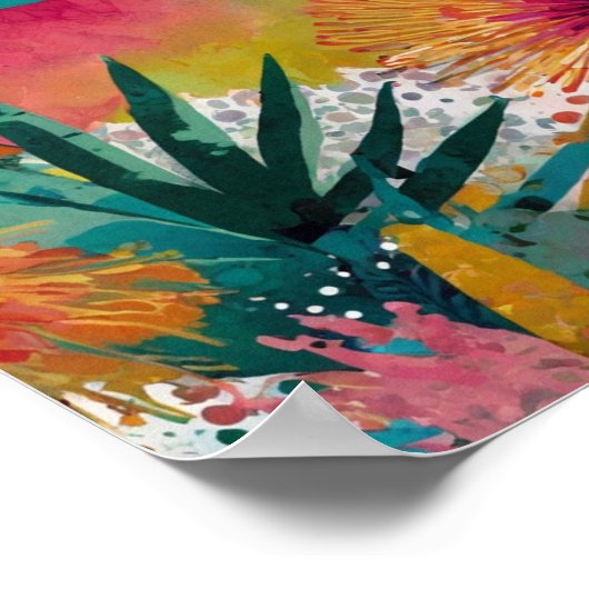 Mooie krylisch levendige bloemenkunst poster (Hoek)