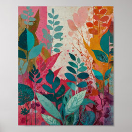 Mooie krylisch levendige bloemenkunst poster